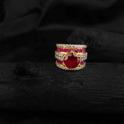Vintage Ruby Silver ring-DS 66